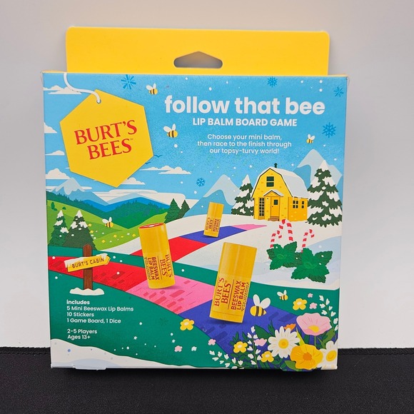 Burt's Bees Other - Burt's Bees Follow That Bee Lip Balm Board Game 5 Mini Balms Holiday Gift Set